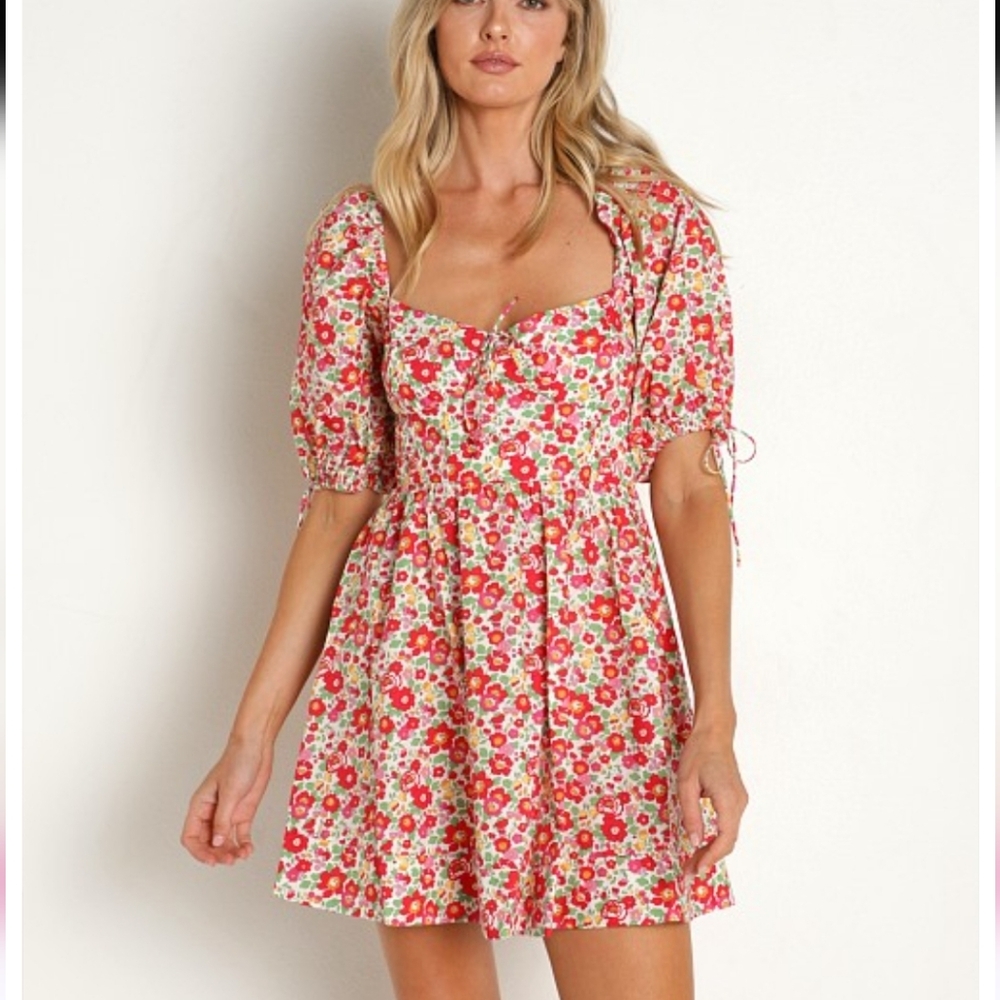 For Love And Lemons Auden Puff Sleeve  Mini Dress Liberty Floral NWT Size XS